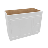 Luxor-White Assembled Vanity Combination Base Cabinet with 2 Doors 2 Drawers Left or Right