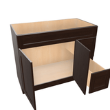 Espresso Assembled Vanity Combination Base Cabinet with 2 Doors 2 Drawers Left or Right