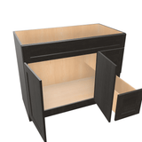 Smoky-Grey Assembled Vanity Combination Base Cabinet with 2 Doors 2 Drawers Left or Right
