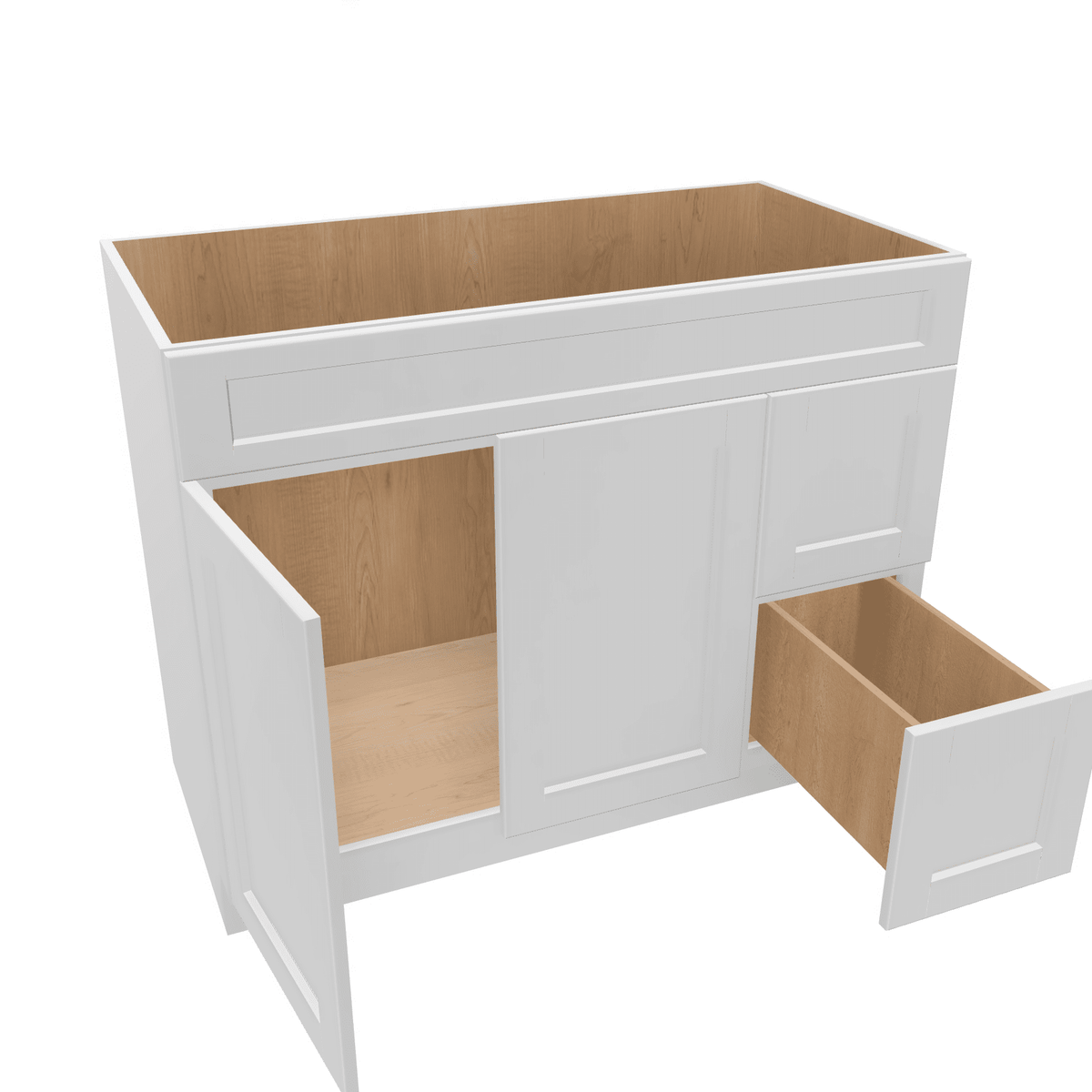 Luxor-White Assembled Vanity Combination Base Cabinet with 2 Doors 2 Drawers Left or Right