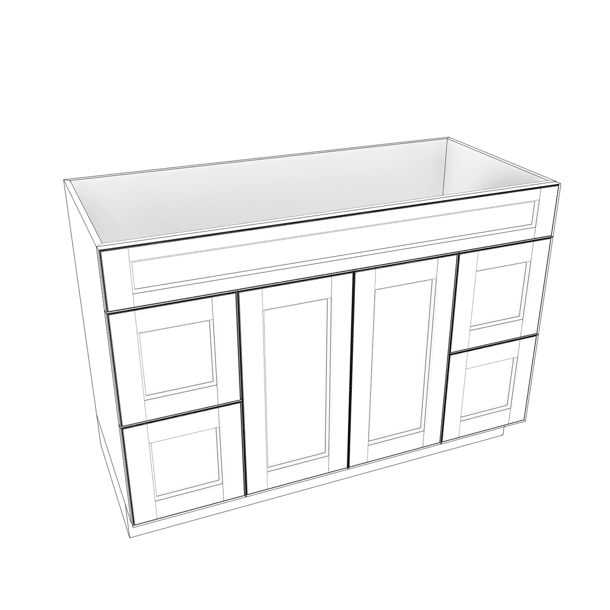 Smoky-Grey Assembled Vanity Combination Base Cabinets 48" - 60" Wide 2 Door 4 Drawer