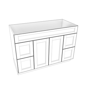 Smoky-Grey Assembled Vanity Combination Base Cabinets 48" - 60" Wide 2 Door 4 Drawer
