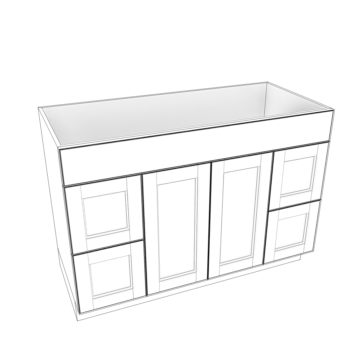 Smoky-Grey Assembled Vanity Combination Base Cabinets 48" - 60" Wide 2 Door 4 Drawer