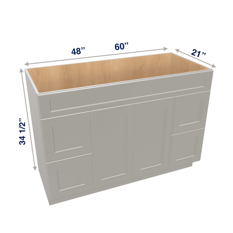 Misty-Grey Assembled Vanity Combination Base Cabinets 48" - 60" Wide 2 Door 4 Drawer