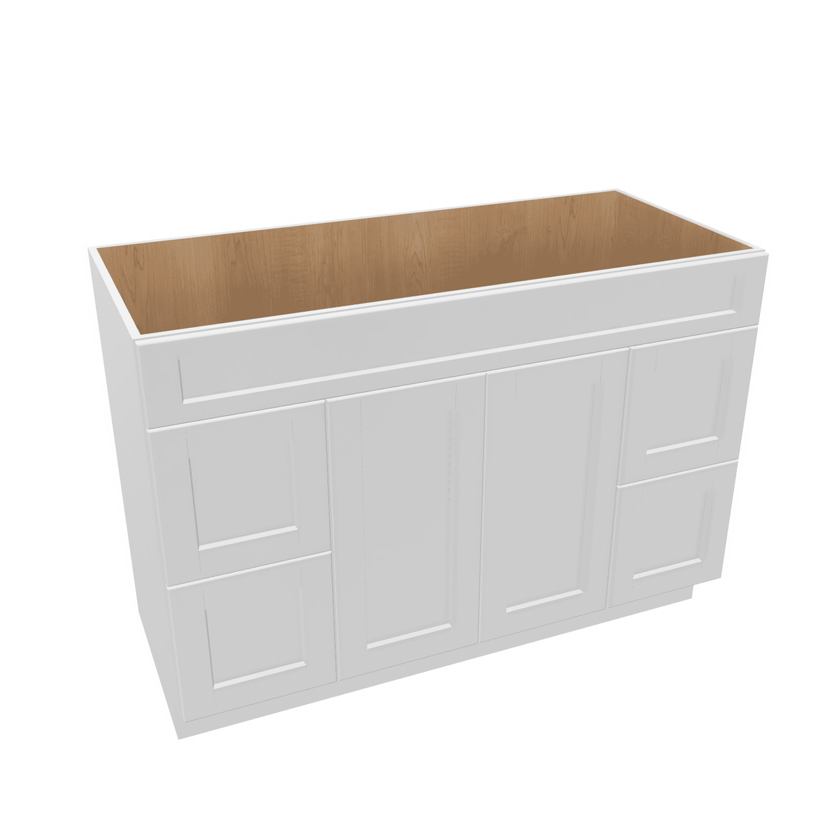 Luxor-White Assembled Vanity Combination Base Cabinets 48" - 60" Wide 2 Door 4 Drawer