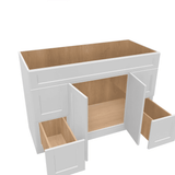 Luxor-White Assembled Vanity Combination Base Cabinets 48" - 60" Wide 2 Door 4 Drawer