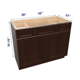 Espresso Assembled Vanity Combination Base Cabinets 36" - 42" Wide 2 Top Drawers