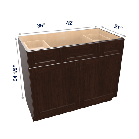 Espresso Assembled Vanity Combination Base Cabinets 36" - 42" Wide 2 Top Drawers