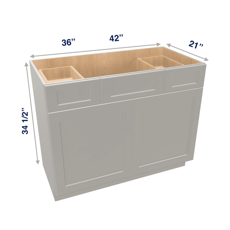 Misty-Grey Assembled Vanity Combination Base Cabinets 36" - 42" Wide 2 Top Drawers