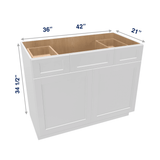Luxor-White Assembled Vanity Combination Base Cabinets 36" - 42" Wide 2 Top Drawers