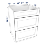 Smoky-Grey Assembled Vanity 3 Drawer Base Cabinet