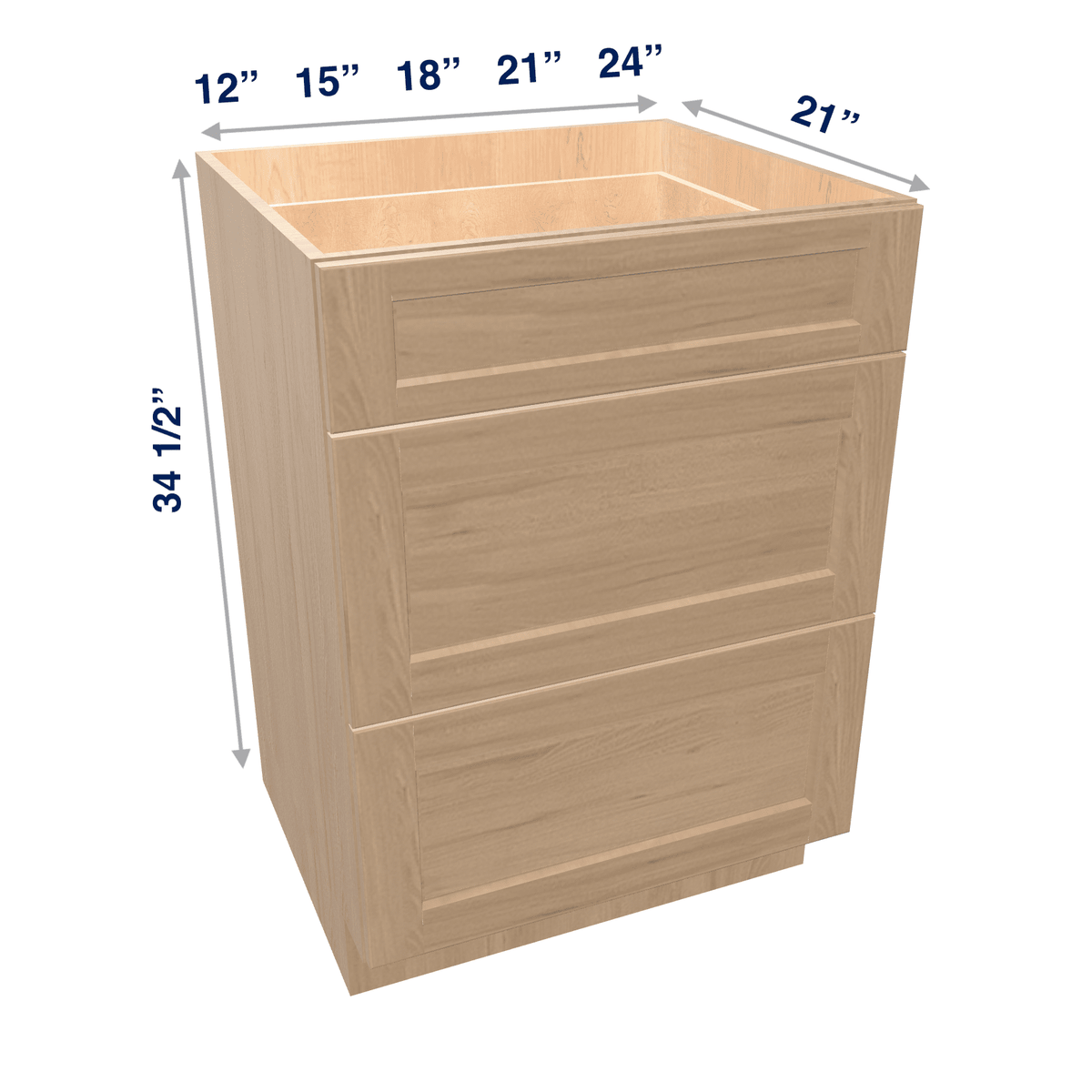 Harvest Assembled Vanity 3 Drawer Base Cabinet