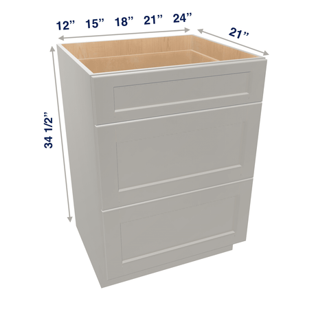 Misty-Grey Assembled Vanity 3 Drawer Base Cabinet