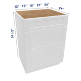 Luxor-White Assembled Vanity 3 Drawer Base Cabinet