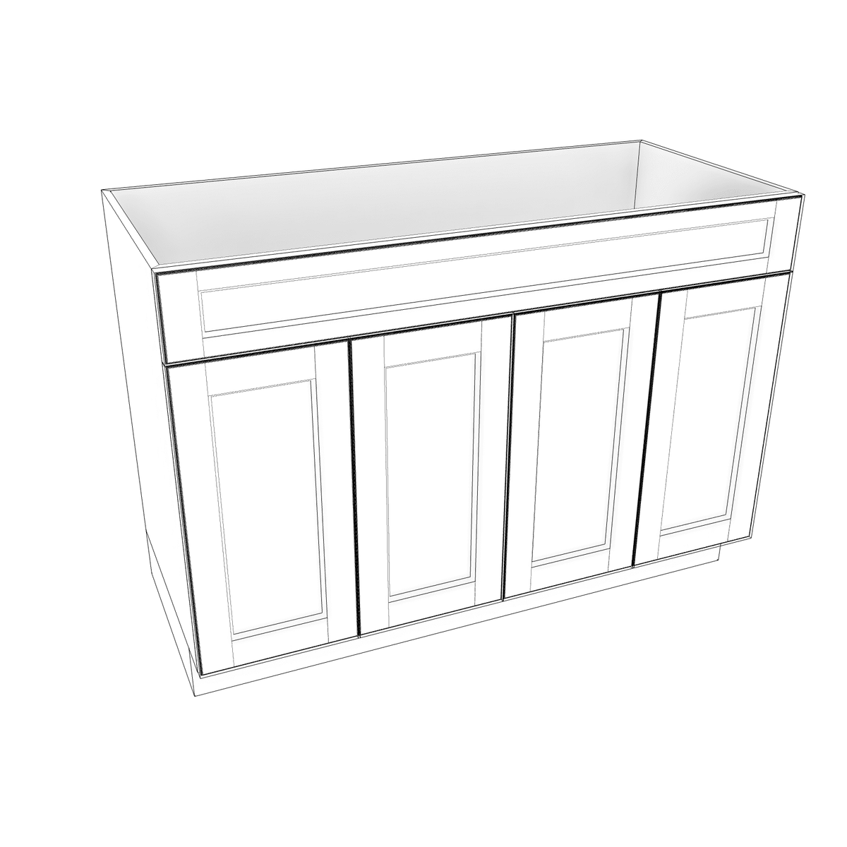 Smoky-Grey Assembled Vanity Combination Base Cabinets 48" Wide 4 Door
