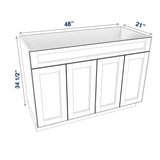 Smoky-Grey Assembled Vanity Combination Base Cabinets 48" Wide 4 Door