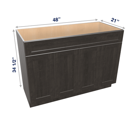 Smoky-Grey Assembled Vanity Combination Base Cabinets 48" Wide 4 Door