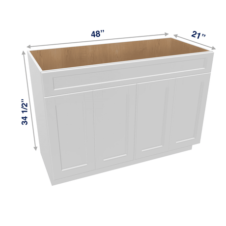 Luxor-White Assembled Vanity Combination Base Cabinets 48" Wide 4 Door
