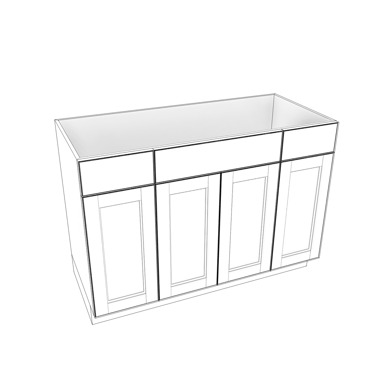 Smoky-Grey Assembled Vanity Combination Base Cabinets 48" - 60" Wide 4 Door with Drawers