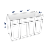 Espresso Assembled Vanity Combination Base Cabinets 48" - 60" Wide 4 Door with Drawers