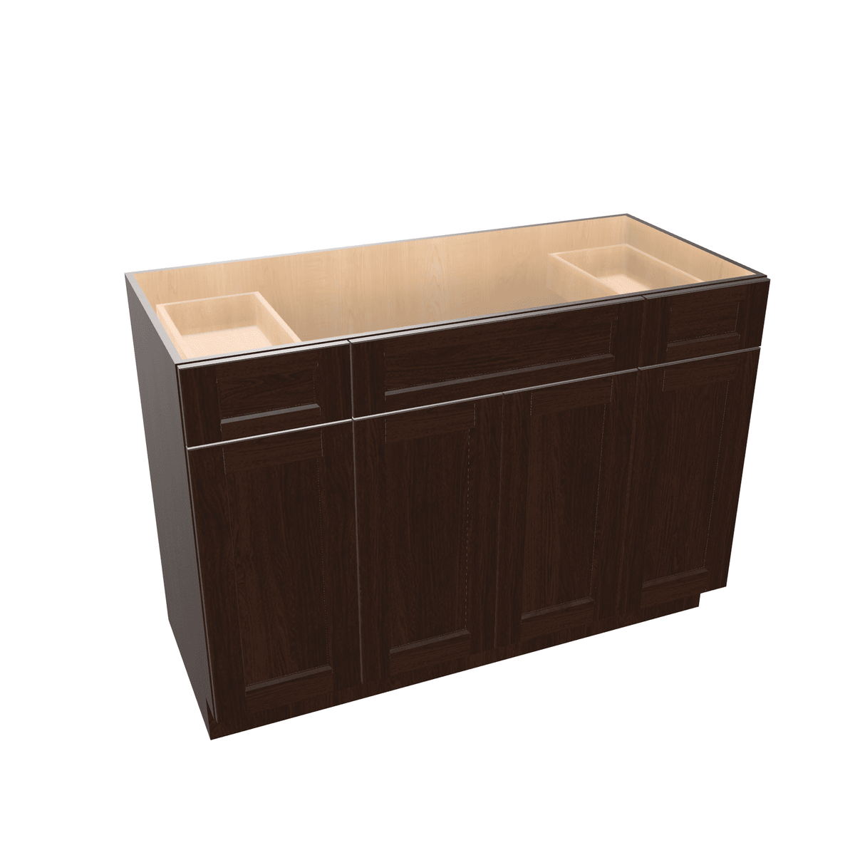 Espresso Assembled Vanity Combination Base Cabinets 48" - 60" Wide 4 Door with Drawers