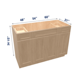 Harvest Assembled Vanity Combination Base Cabinets 48" - 60" Wide 4 Door with Drawers