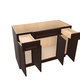 Espresso Assembled Vanity Combination Base Cabinets 48" - 60" Wide 4 Door with Drawers