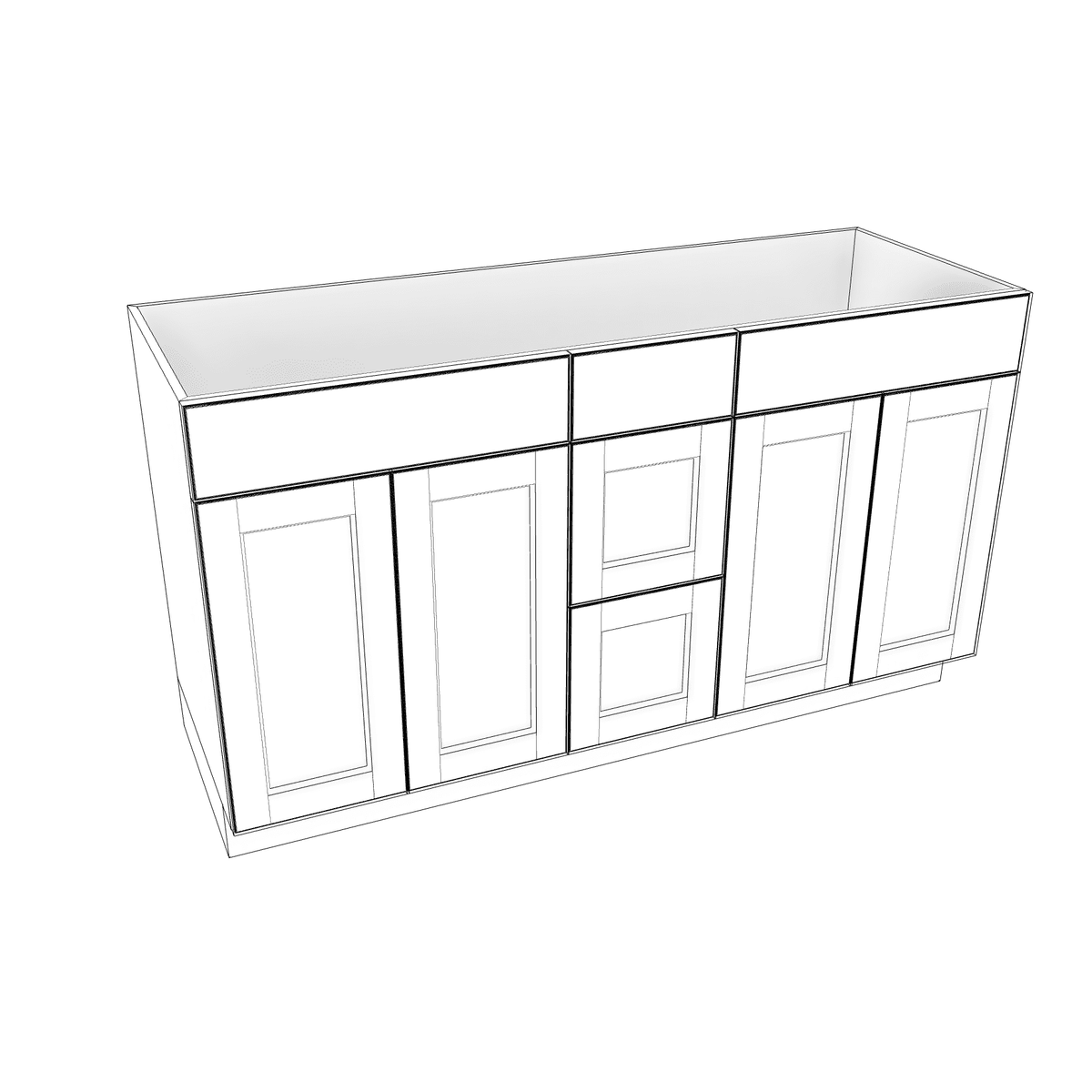 Smoky-Grey Assembled Vanity Combination Base Cabinets 48" - 60" Wide 4 Door with Drawers
