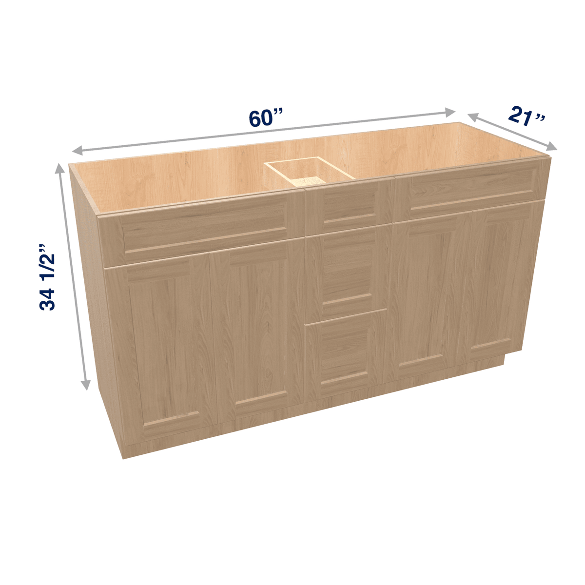 Harvest Assembled Vanity Combination Base Cabinets 48" - 60" Wide 4 Door with Drawers
