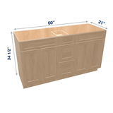 Harvest Assembled Vanity Combination Base Cabinets 48" - 60" Wide 4 Door with Drawers