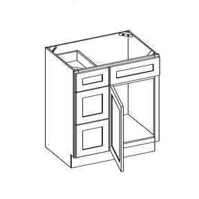 Vanity Combo Base Cabinet with 3 Drawers Left or Right