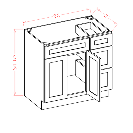 Vanity Combo Base Cabinet with 3 Drawers Left or Right