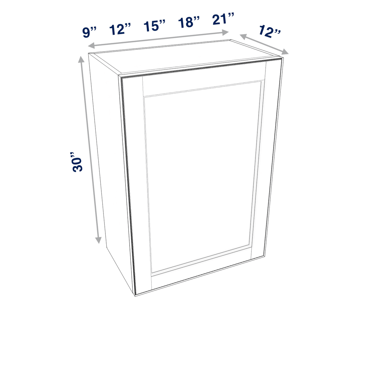 Smoky-Grey Assembled Wall Cabinet 1 Door 30" High