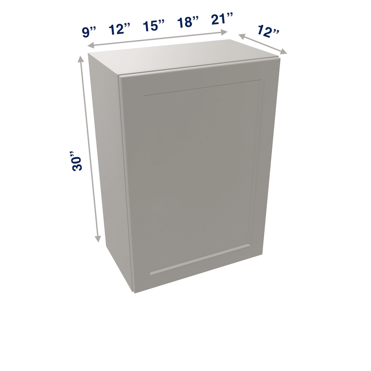 Misty-Grey Assembled Wall Cabinet 1 Door 30" High