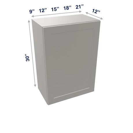Misty-Grey Assembled Wall Cabinet 1 Door 30" High