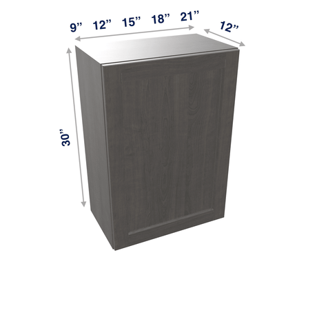 Smoky-Grey Assembled Wall Cabinet 1 Door 30" High