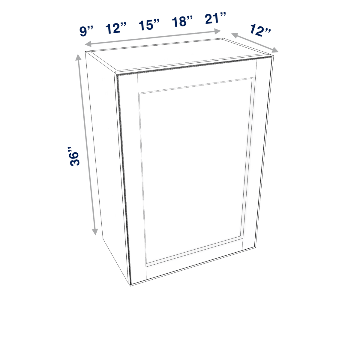 Smoky-Grey Assembled Wall Cabinet 1 Door 36" High
