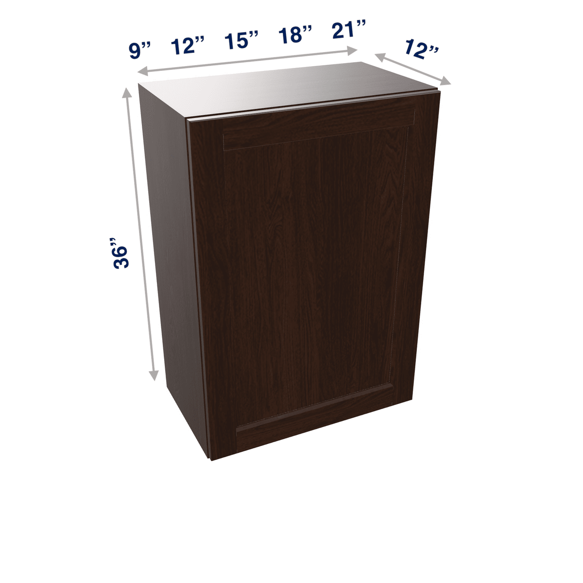 Espresso Assembled Wall Cabinet 1 Door 36" High