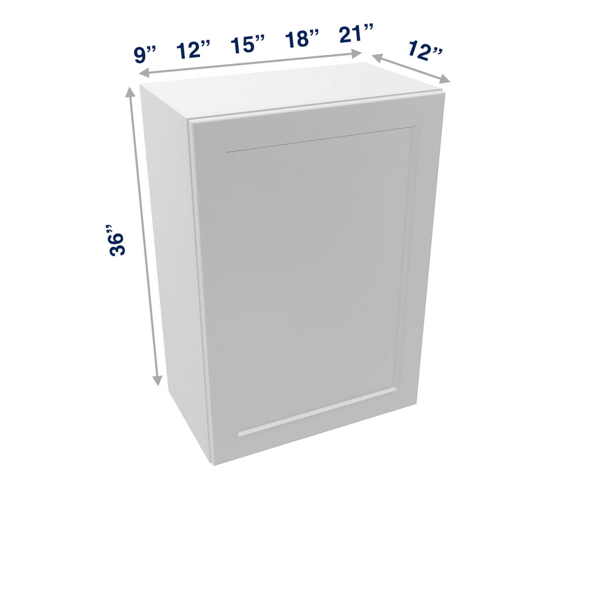 Luxor-White Assembled Wall Cabinet 1 Door 36" High