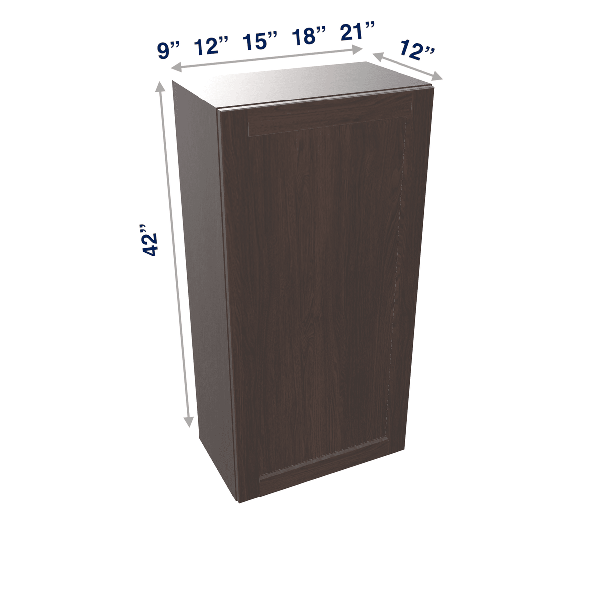 Espresso Assembled Wall Cabinet 1 Door 42" High