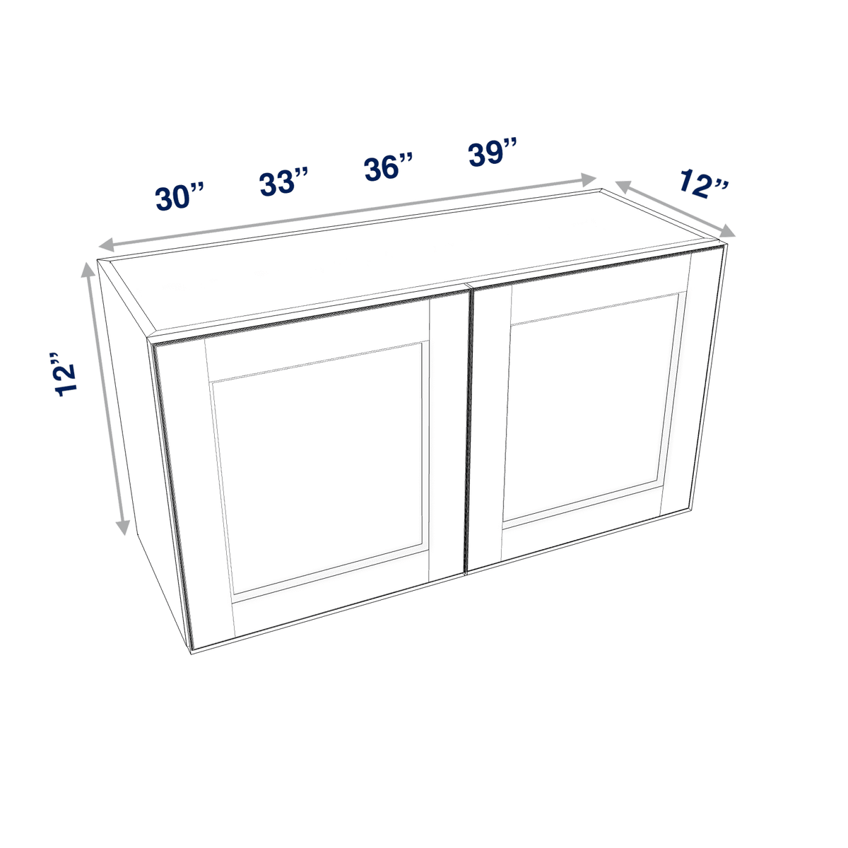 Smoky-Grey Assembled Wall Cabinet Abridged 12" High 2 Door