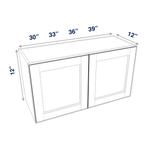 Smoky-Grey Assembled Wall Cabinet Abridged 12" High 2 Door