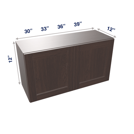 Espresso Assembled Wall Cabinet Abridged 12" High 2 Door