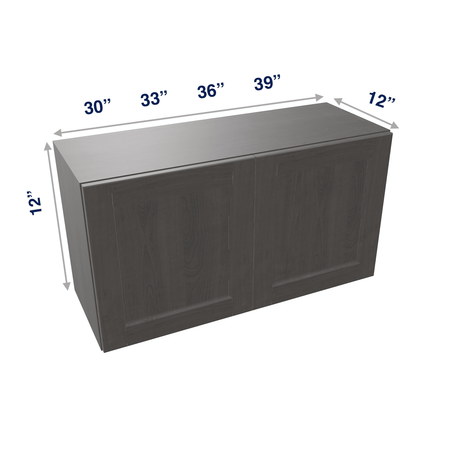 Smoky-Grey Assembled Wall Cabinet Abridged 12" High 2 Door