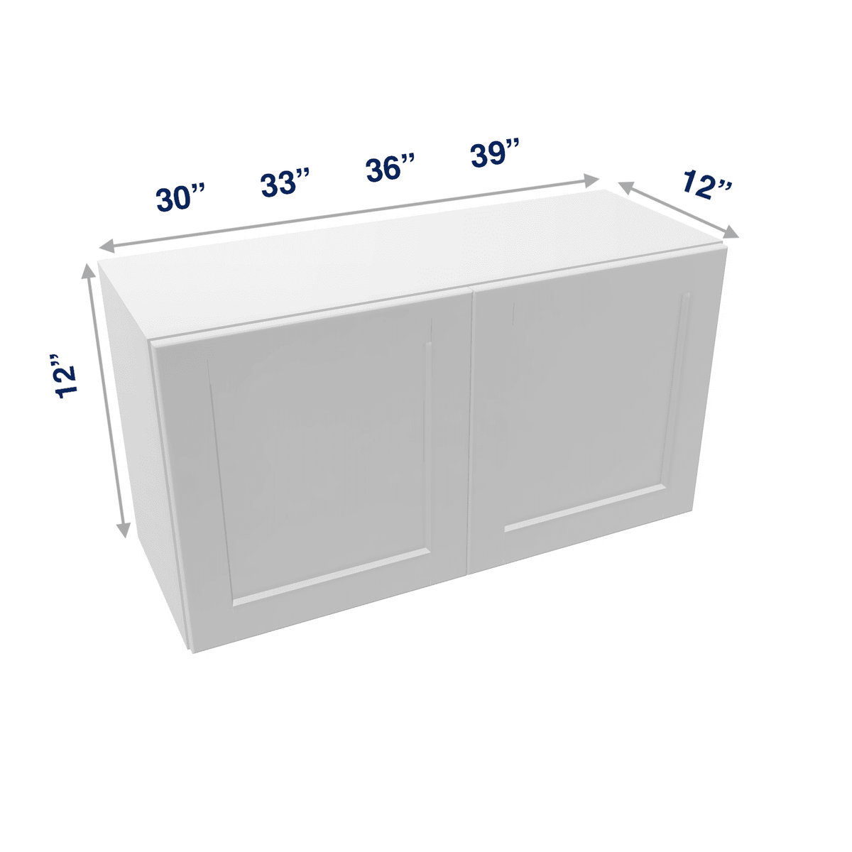 Luxor-White Assembled Wall Cabinet Abridged 12" High 2 Door