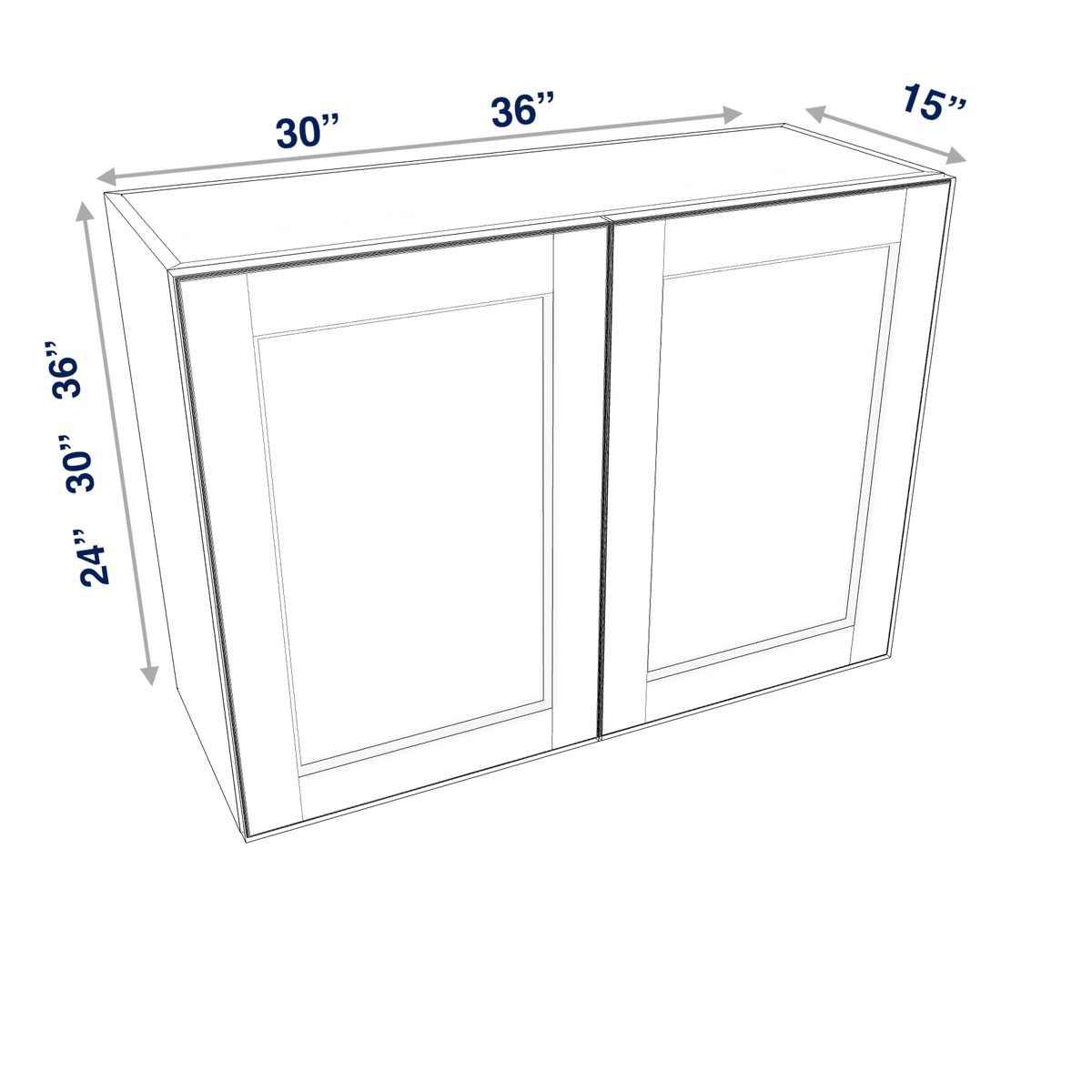 Smoky-Grey Assembled Wall Cabinet Abridged Deep 15"