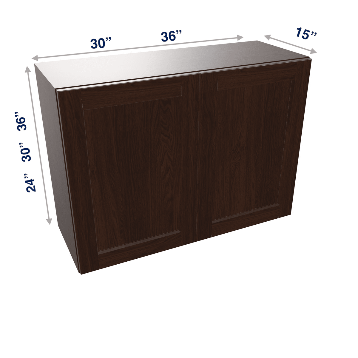 Espresso Assembled Wall Cabinet Abridged Deep 15"