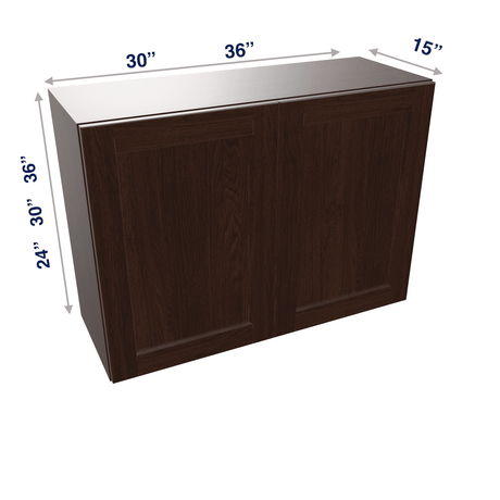Espresso Assembled Wall Cabinet Abridged Deep 15"