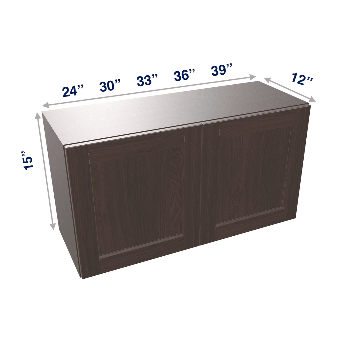 Espresso Assembled Wall Cabinet Abridged 15" High 2 Door