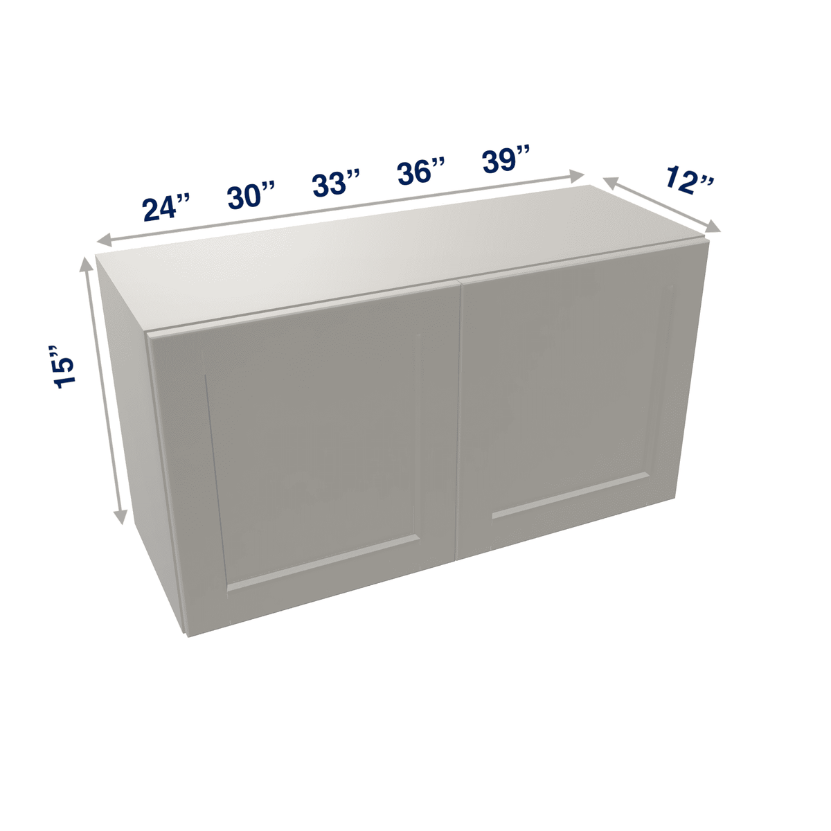 Misty-Grey Assembled Wall Cabinet Abridged 15" High 2 Door